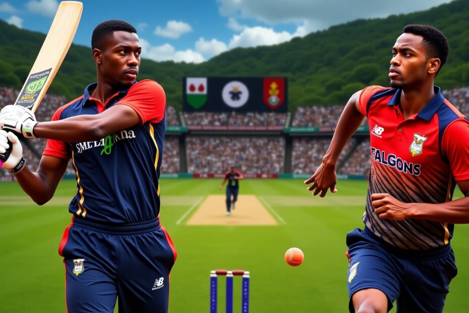 Saint Lucia Kings vs Antigua and Barbuda Falcons playing cricket